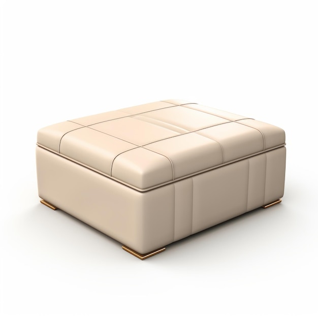 Beige Ottoman Elegant 3d Render For Bed Science