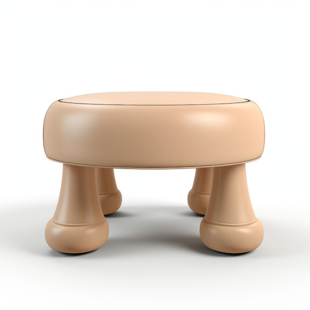 Beige Ottoman Stool Daz3d Style With Secessionist Influence