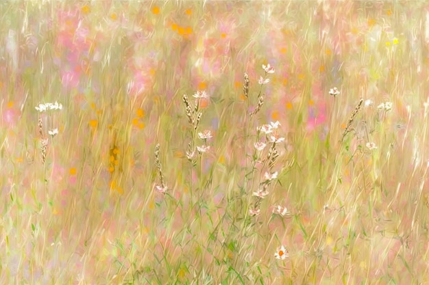 Beige pink yellow flowers of meadow in spring created with generative ai