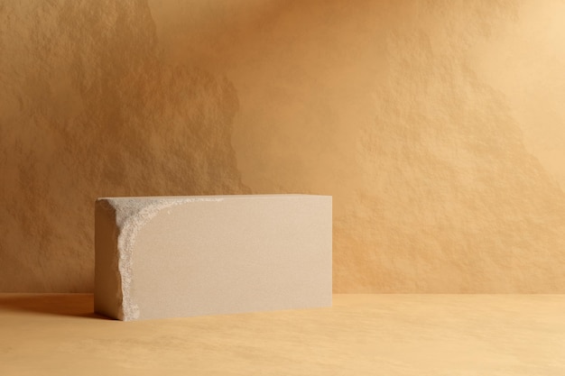 Beige sandstone podium mockup