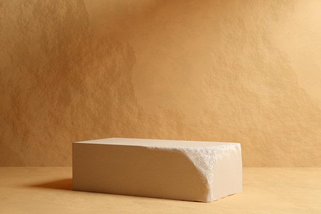 Beige sandstone podium mockup