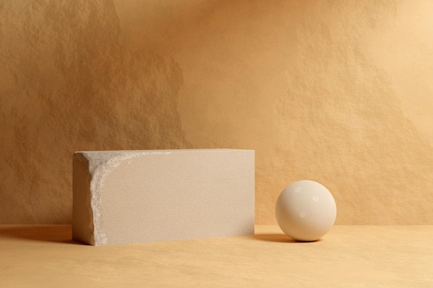 Beige sandstone podium mockup