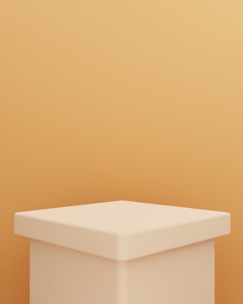 beige square 3d display podium in portrait for product presentation scene