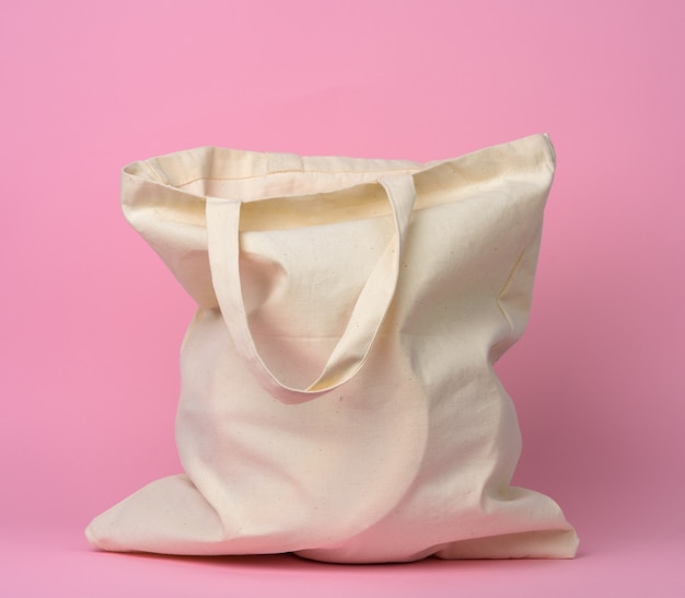 Beige textile bag with pink , no plastic