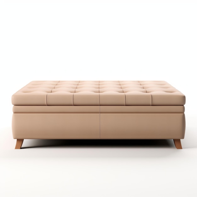 Beige Tufted Storage Ottoman High Quality 3d Render