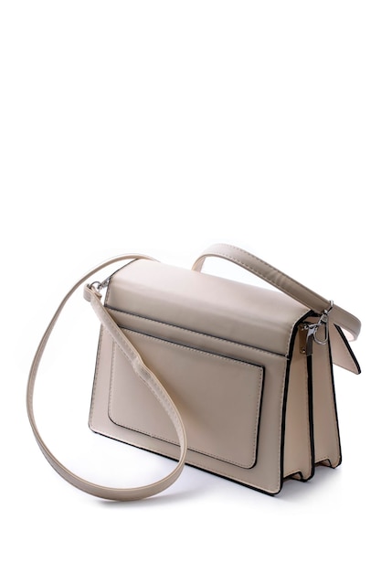 Beige Women's handbag on white background