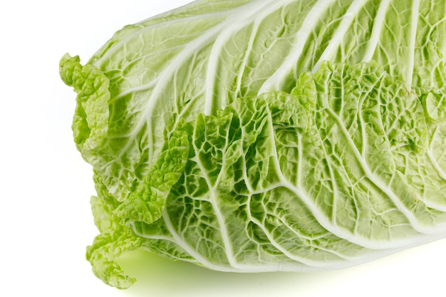 Beijing cabbage closeup on a white background