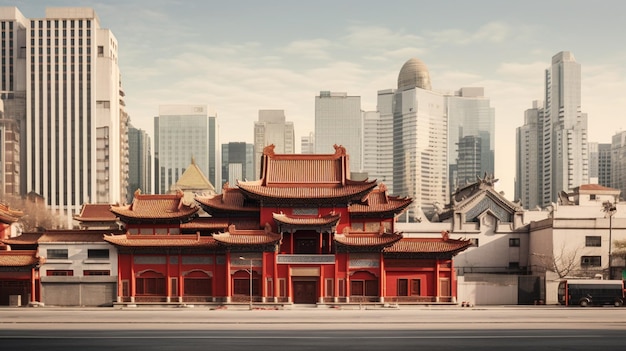 beijing old architecture blends with modern skyscrapers