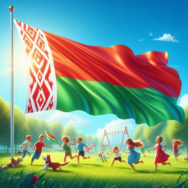 Photo belarus beautiful waving flag