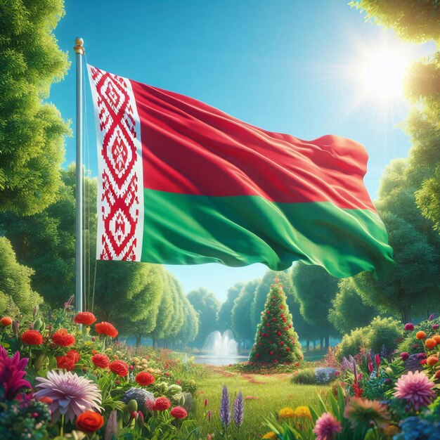 Photo belarus beautiful waving flag