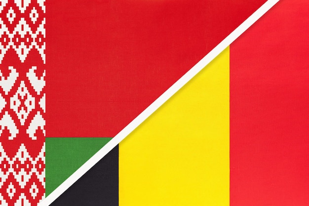 Belarus and Belgium symbol of country Belarusian vs Belgian national flags