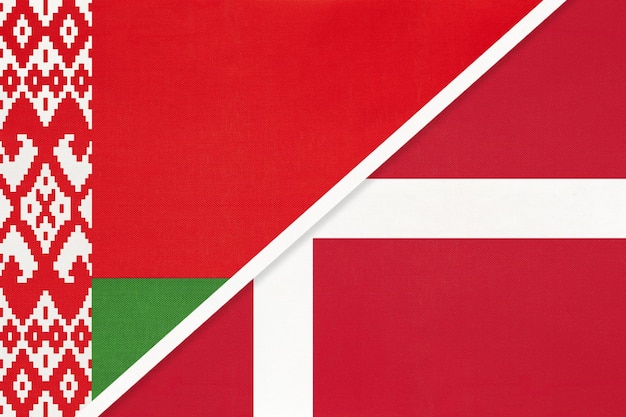 Belarus and Denmark symbol of country Belarusian vs Danish national flags