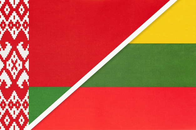 Belarus and Lithuania symbol of country Belarusian vs Lithuanian national flags