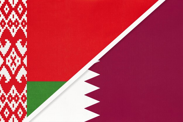 Belarus and Qatar symbol of country Belarusian vs Qatari national flags