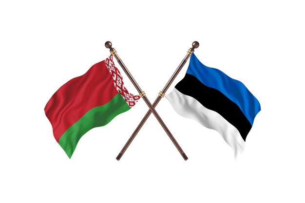 Belarus versus Estonia Two Countries Flags Background