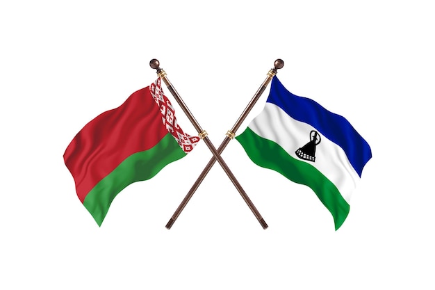 Belarus versus Lesotho Two Countries Flags Background