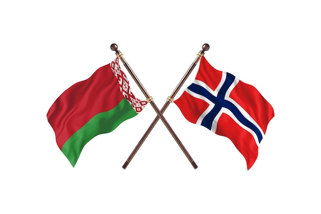 Belarus versus Norway Two Countries Flags Background