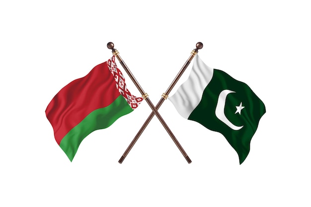 Belarus versus Pakistan Two Countries Flags Background