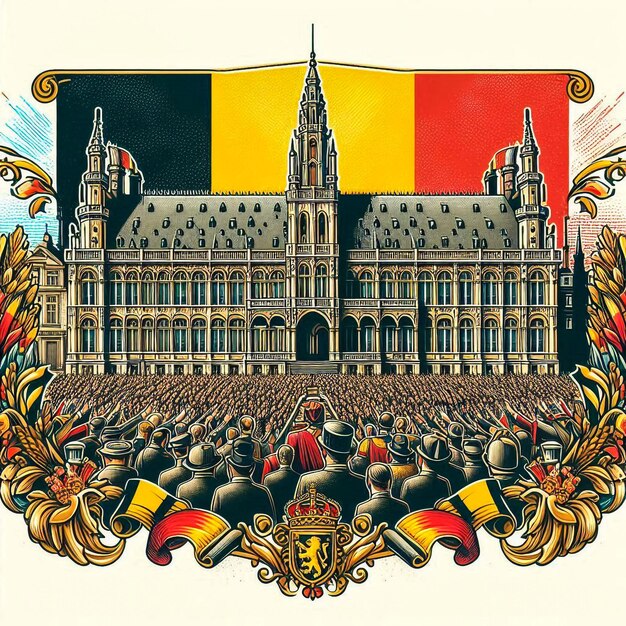 Photo belgian national day belgium independence day annual holiday in belgium t shirt design