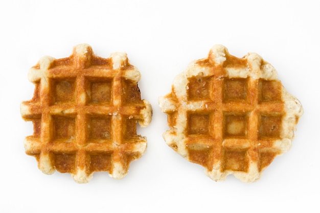 Belgian waffles isolated on white.