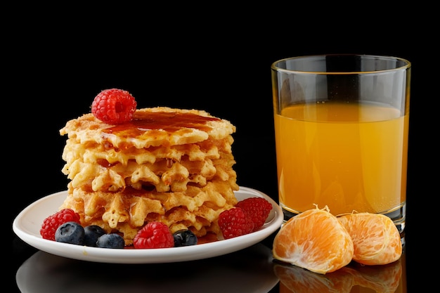 Belgian waffles and yellow juice