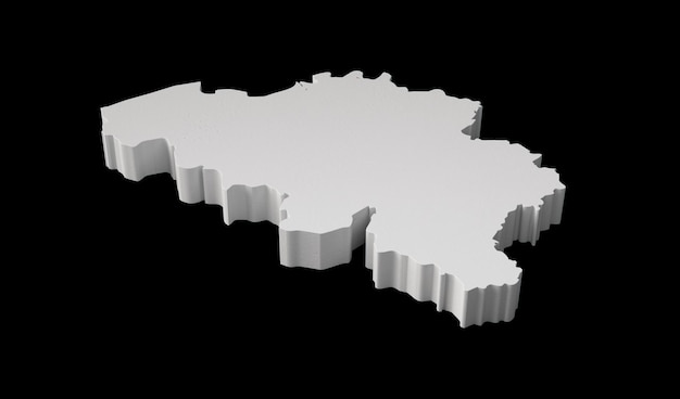 Belgium 3D map Geography Cartography and topology on black and white 3D illustration