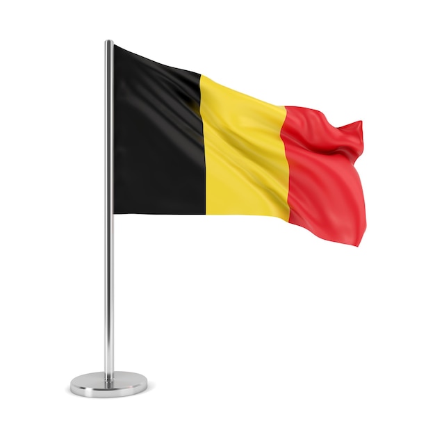 Belgium national waving flag isolated on white background. 3D illustration