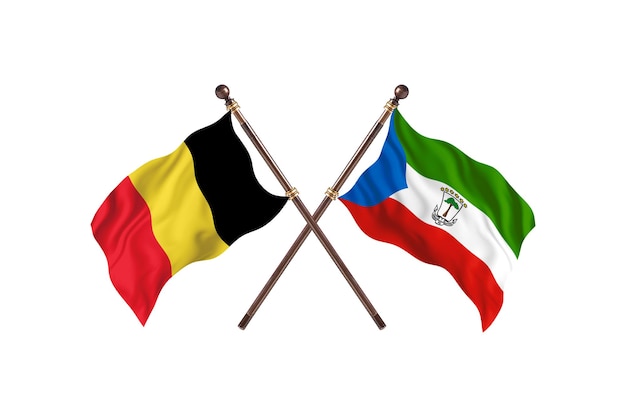 Belgium versus Equatorial Guinea Two Countries Flags Background