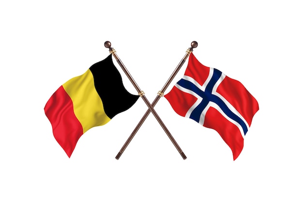 Belgium versus Norway Two Countries Flags Background