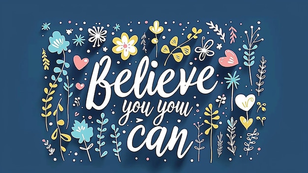 Believe You Can Inspirational Lettering Quote