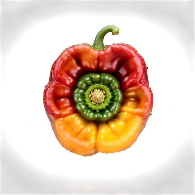 Photo bell pepper mandala a colorful mandala of red yellow and green bell peppers with seeds