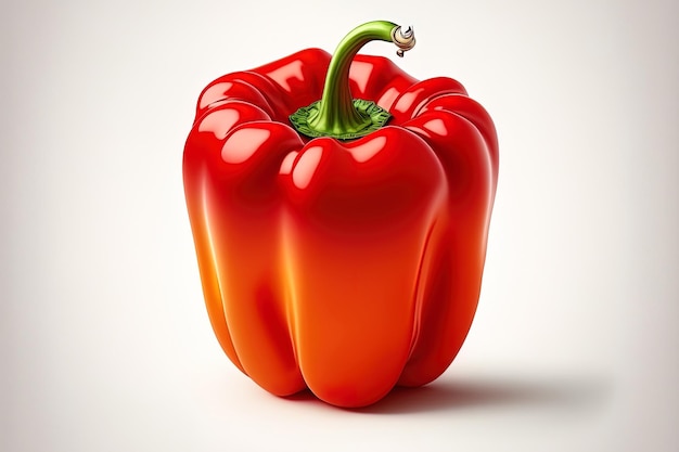 Bell pepper red and delicious isolated on a white background looking up Lay flat