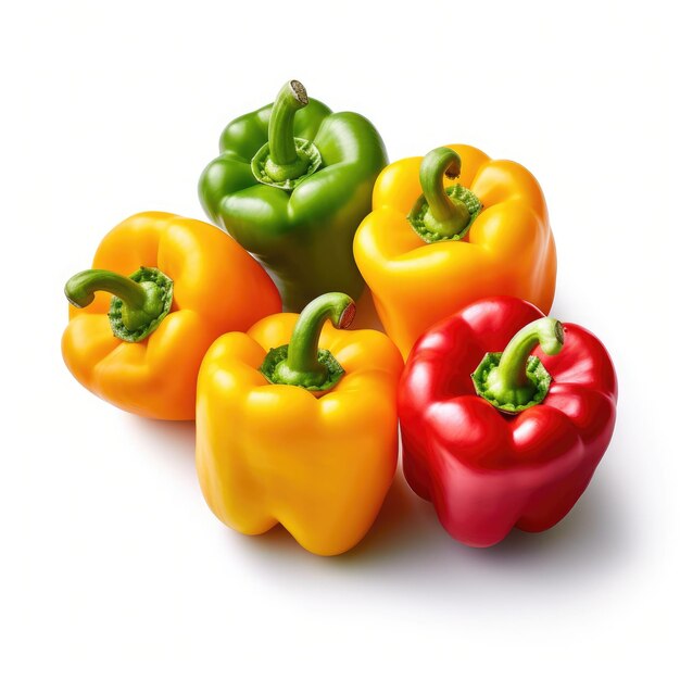 Bell Peppers Vegetables isolated on white background