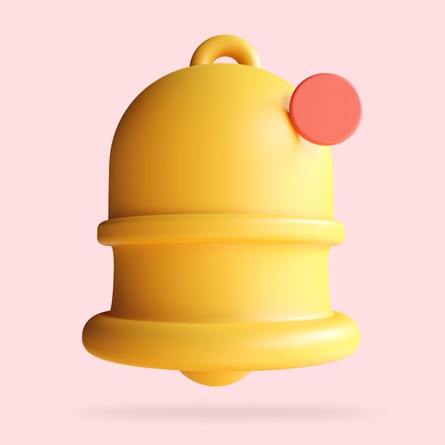 bell ringing icon notification bell with one new message social media reminder 3d render