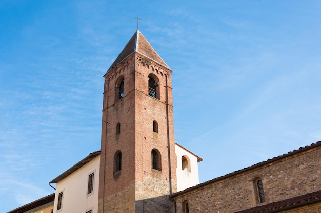 Bell tower of the catholic church in the small town