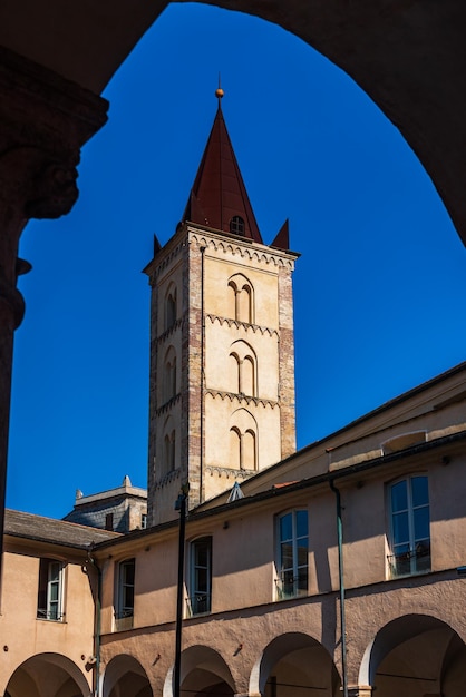 Bell tower of the Saint Catherine Cloisters in Finalborgo, Italy