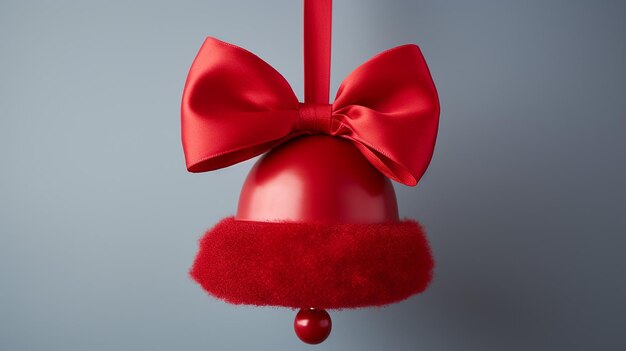 Photo a bell with a red bow on it is wrapped in red ribbon