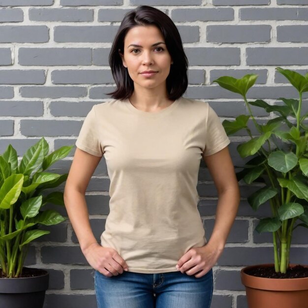 Photo bella canvas 3001 mockup concept with plain clothing