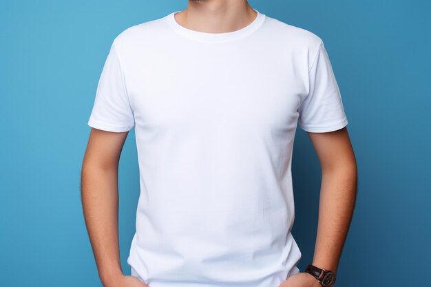 Photo bella canvas white shirt mockup young man on background