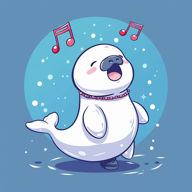 Beluga Singing with Anklet Cartoon Vector Icon