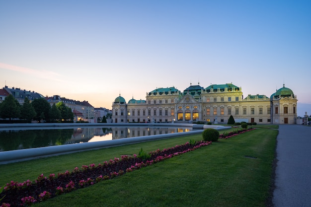 Belvedere Palace at twilight in Vienna city