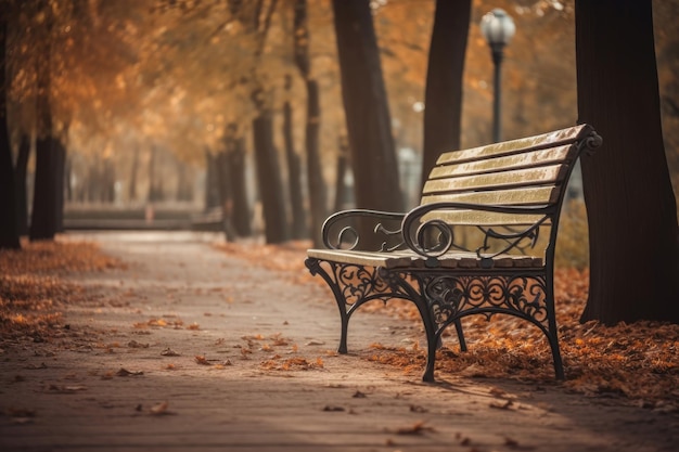 Bench autumn park Generate Ai