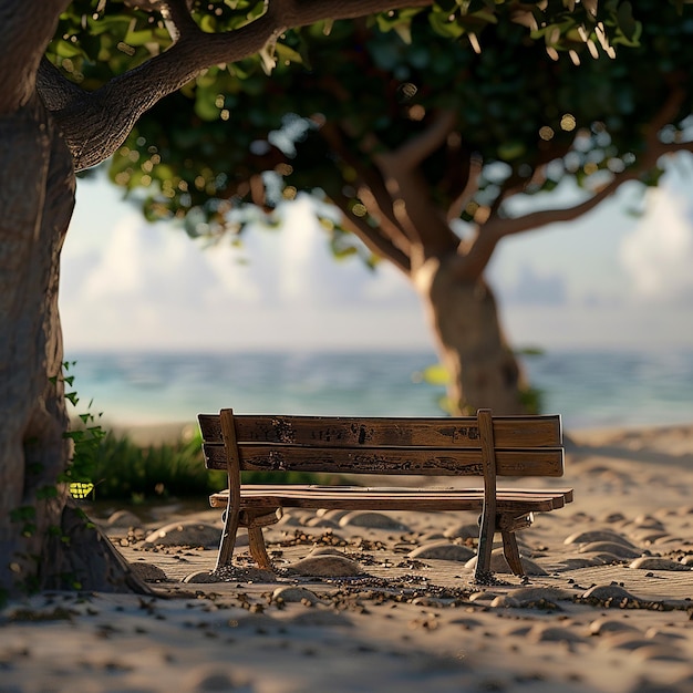 a bench is in front of some trees and a sky with clouds