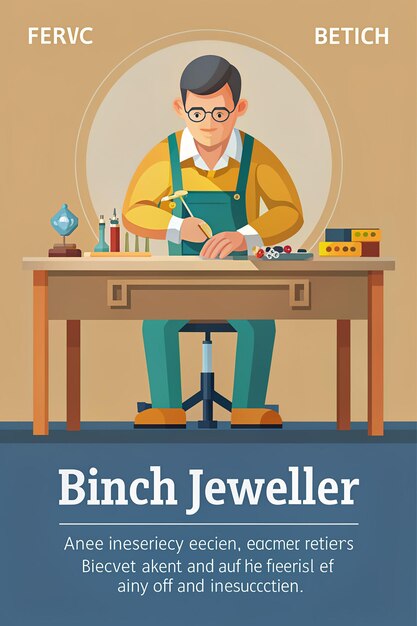 Photo bench jeweler vector flat style craftsmanship