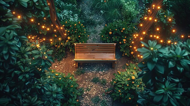 Photo bench in a magical forest