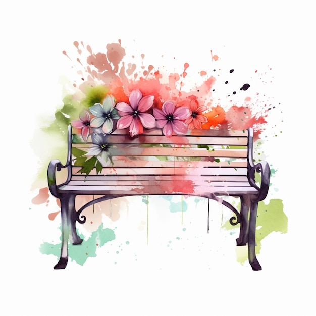 A bench with flowers on it