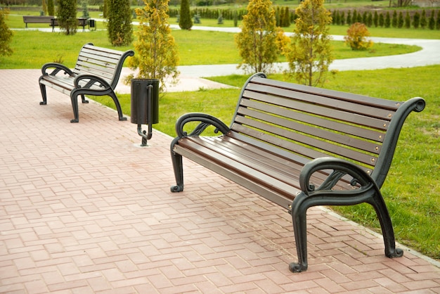 Benches in green park