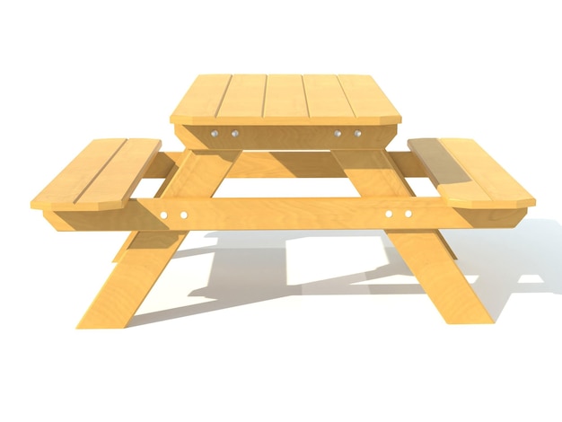 Benches with a picnic table in the garden or park 3d render illustration