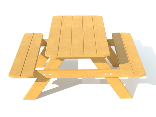 Benches with a picnic table in the garden or park 3d render illustration