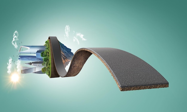 Bending road isolated. City and mountain road isolated. unusual 3d illustration